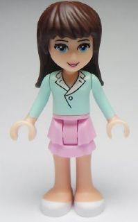 LEGO Minifigure-Sophie, Bright Pink Layered Skirt, Light Aqua Long Sleeve Blouse Top-Friends-FRND015-Creative Brick Builders